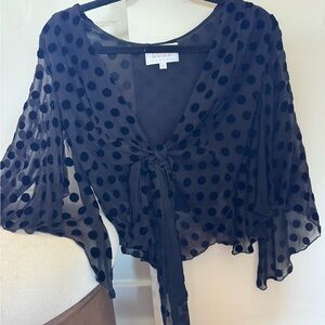 Stone Cold Fox Black Sheer Polka Dot Blouse